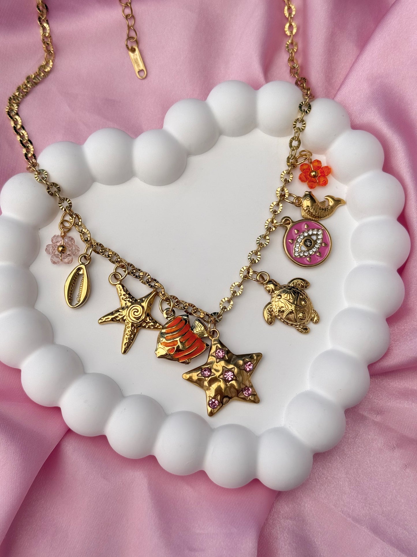 Charm Necklace - Pink & Orange