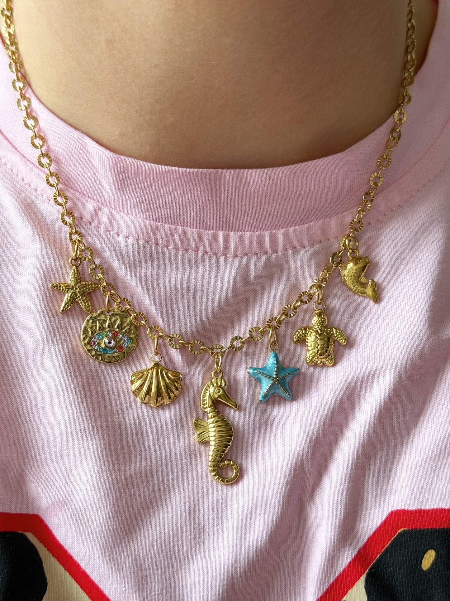 Charm Necklace - Blue Seahorse