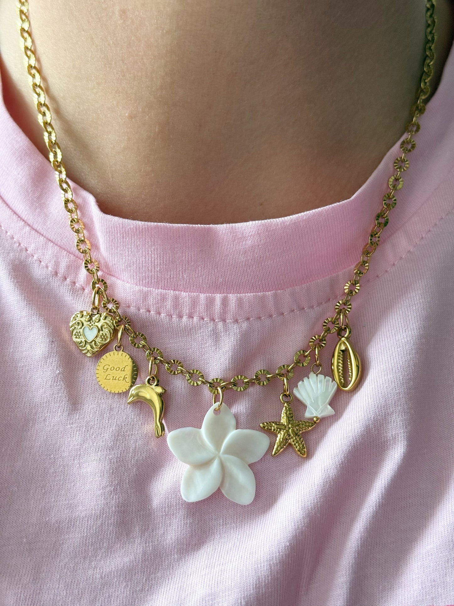 Charm Necklace - White Dolphin