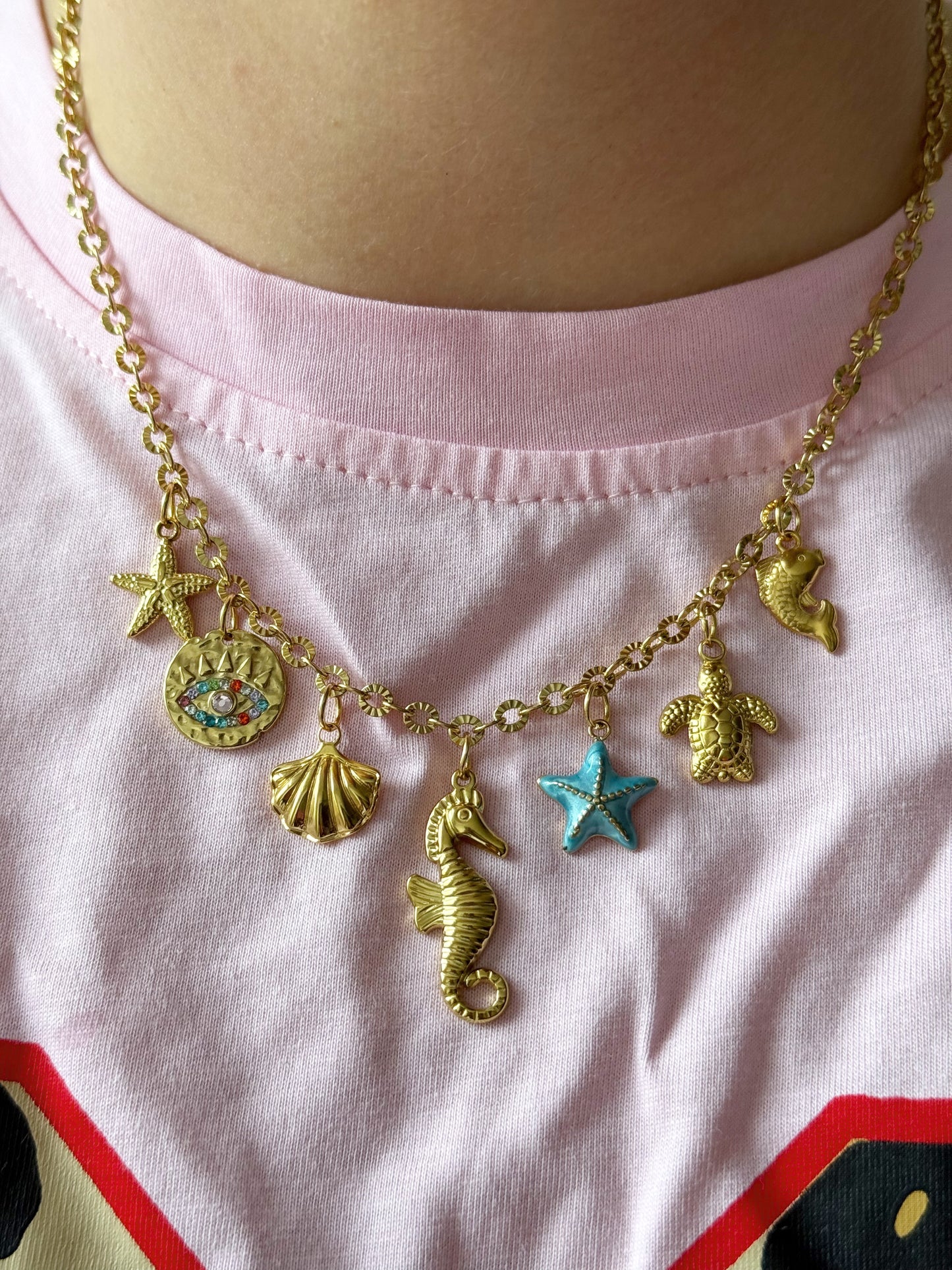 Charm Necklace - Blue Seahorse