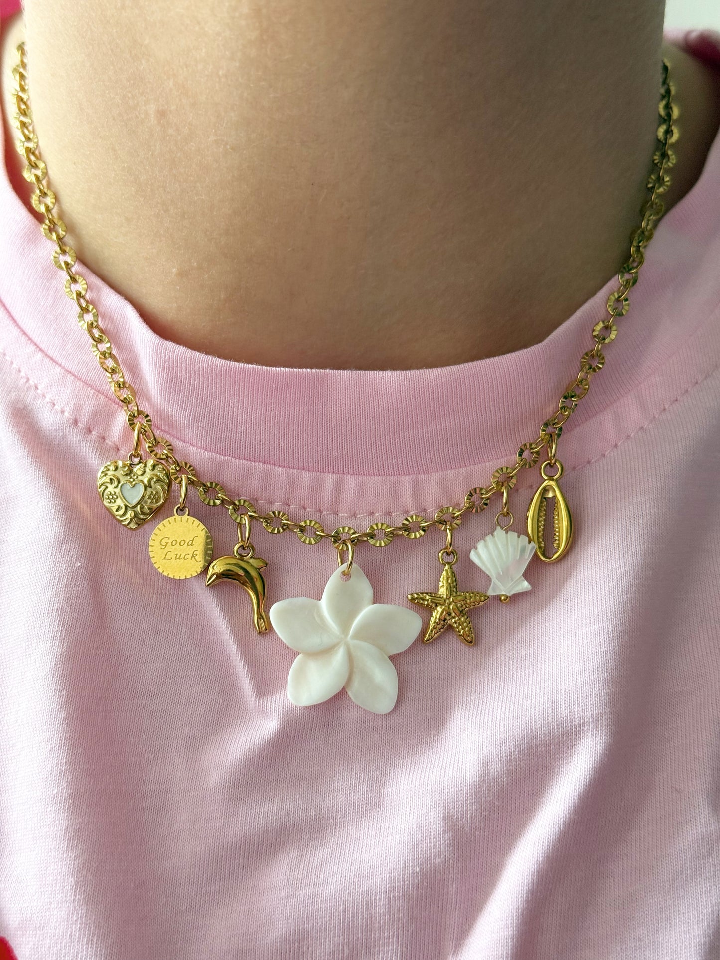 Charm Necklace - White Dolphin