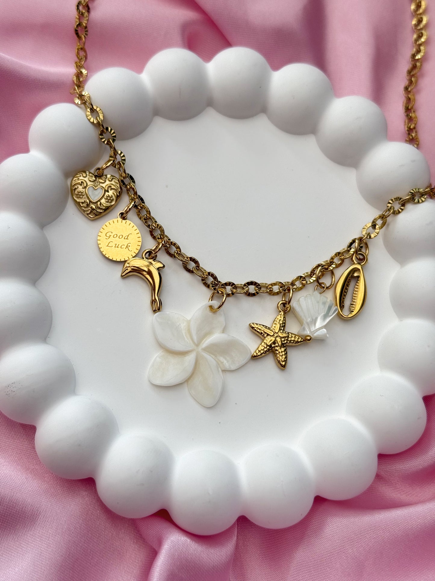 Charm Necklace - White Dolphin