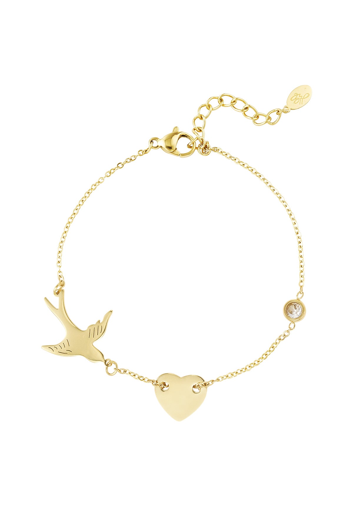Armband met vogel en hartje
