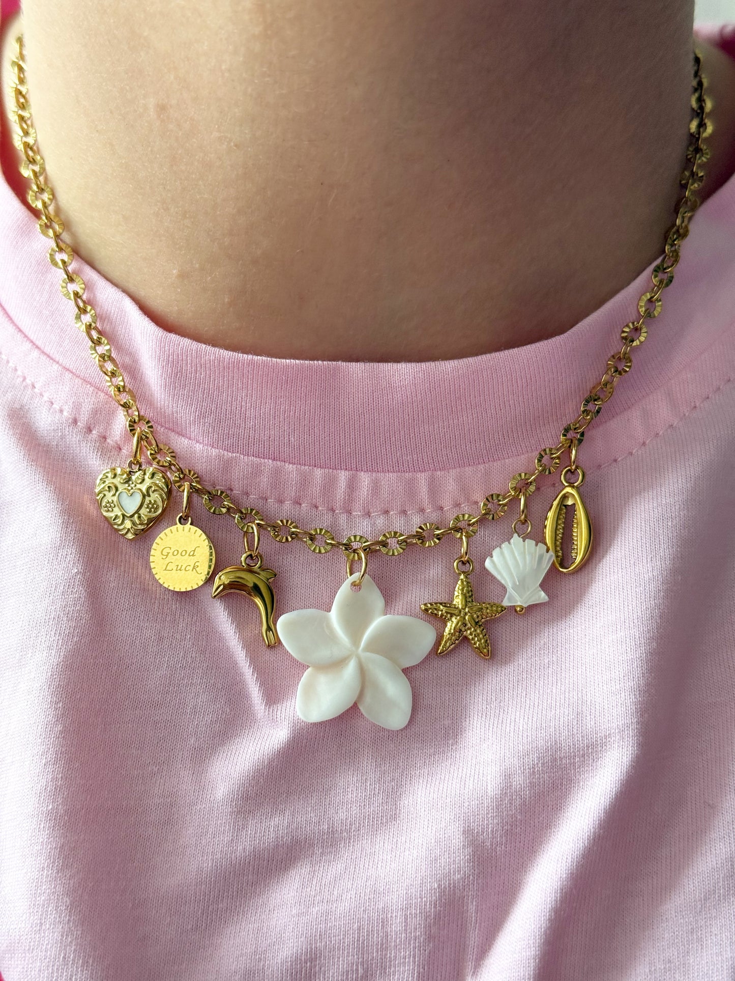 Charm Necklace - White Dolphin