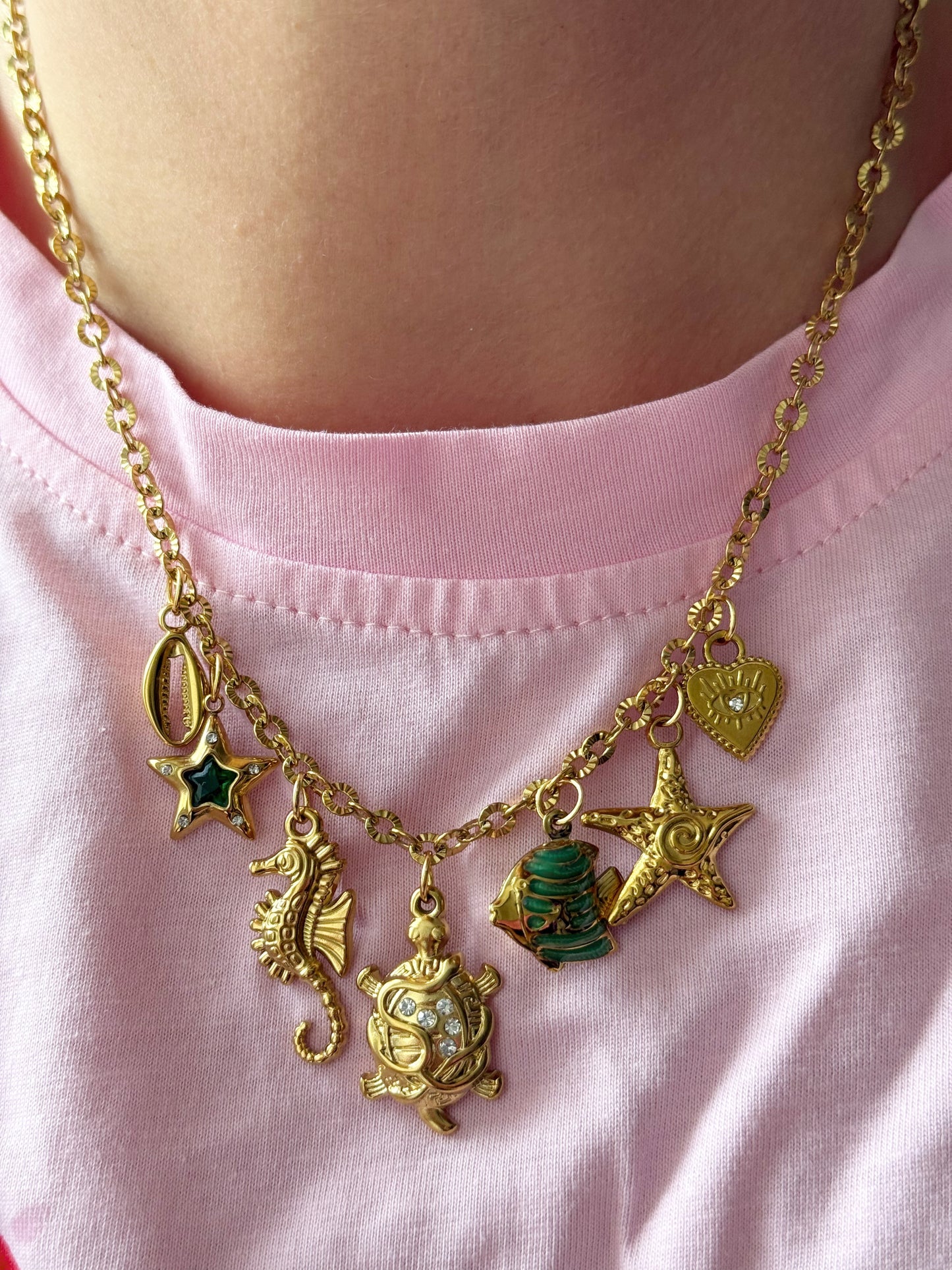 Charm Necklace - Turtle Green