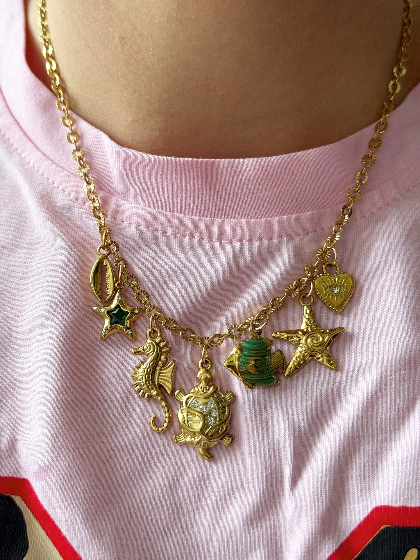 Charm Necklace - Turtle Green