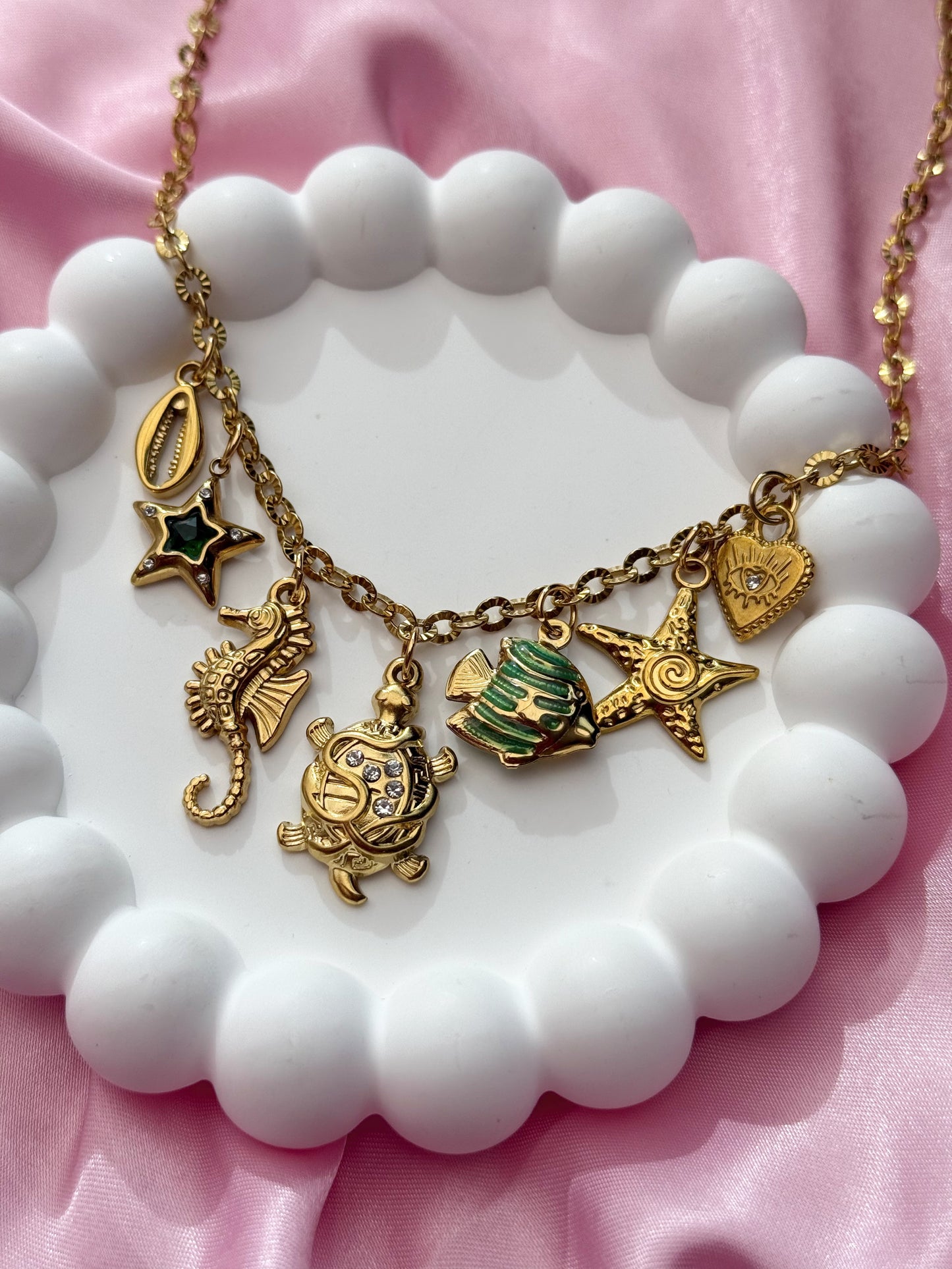 Charm Necklace - Turtle Green
