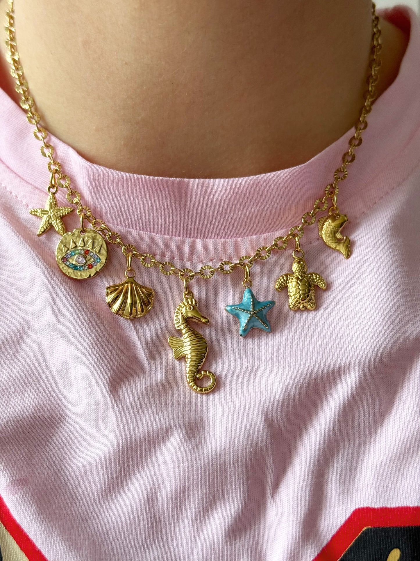 Charm Necklace - Blue Seahorse