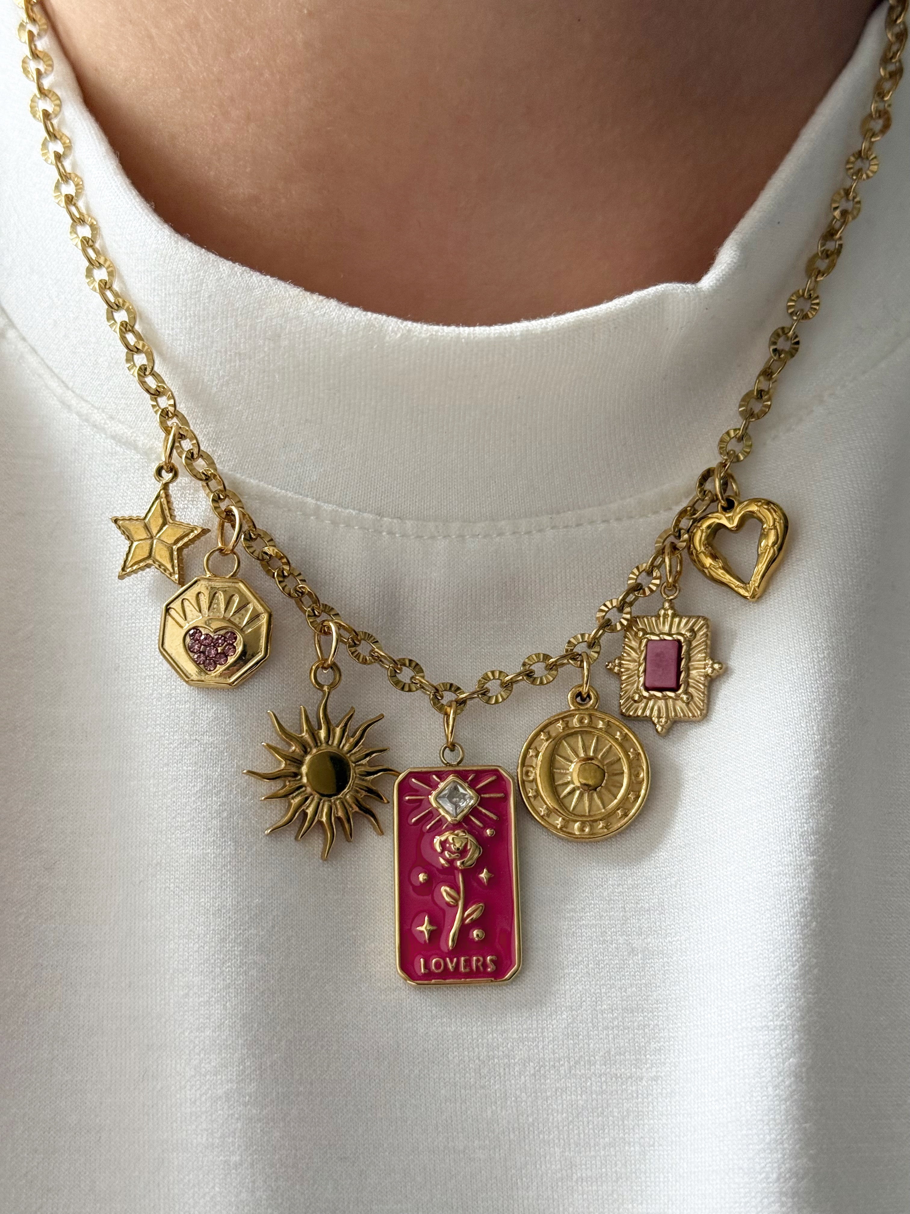 Charm Necklace - Flower Rosettes