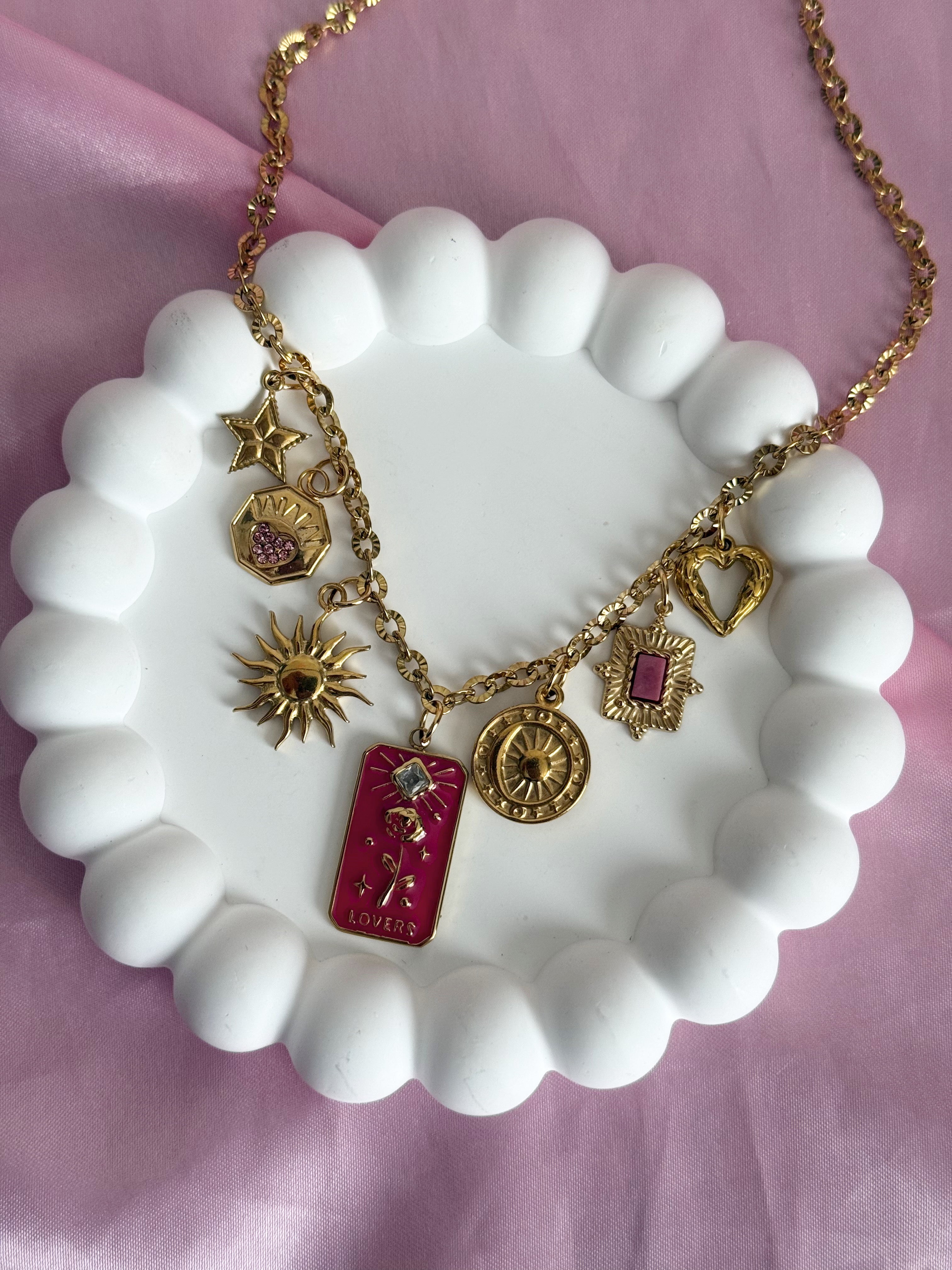 Charm Necklace - Flower Rosettes