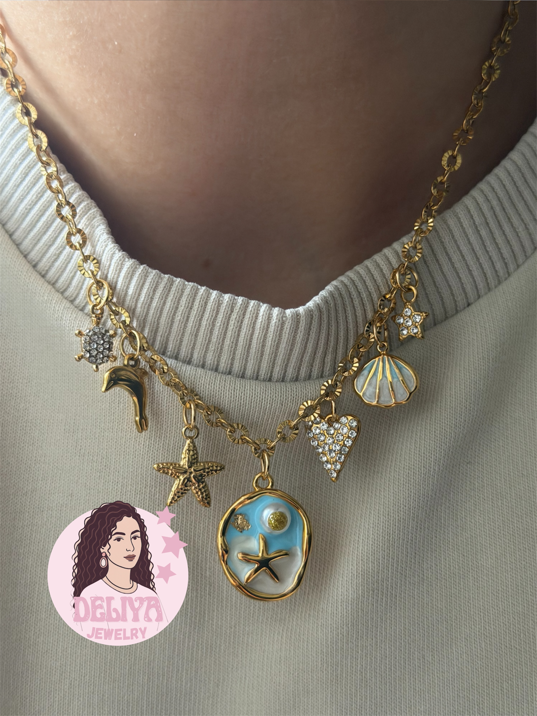 Charm Necklace - Sea Zirconia