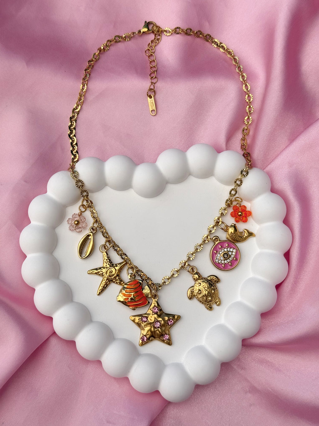 Charm Necklace - Pink & Orange
