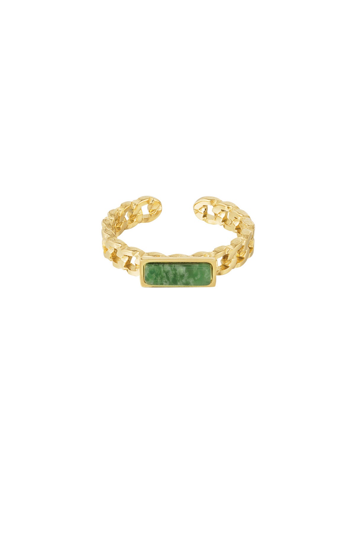 Ring met dun groene steen