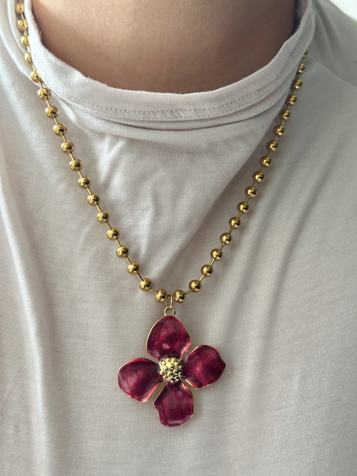 Red Flower Necklace