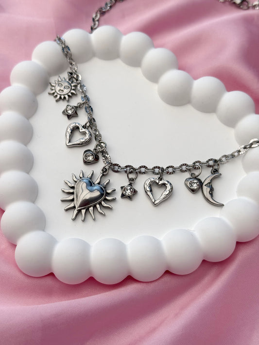 Charm Necklace - Lovely Zircon- Silver