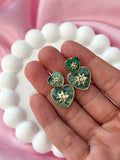 Earrings - Heart with Star - Green