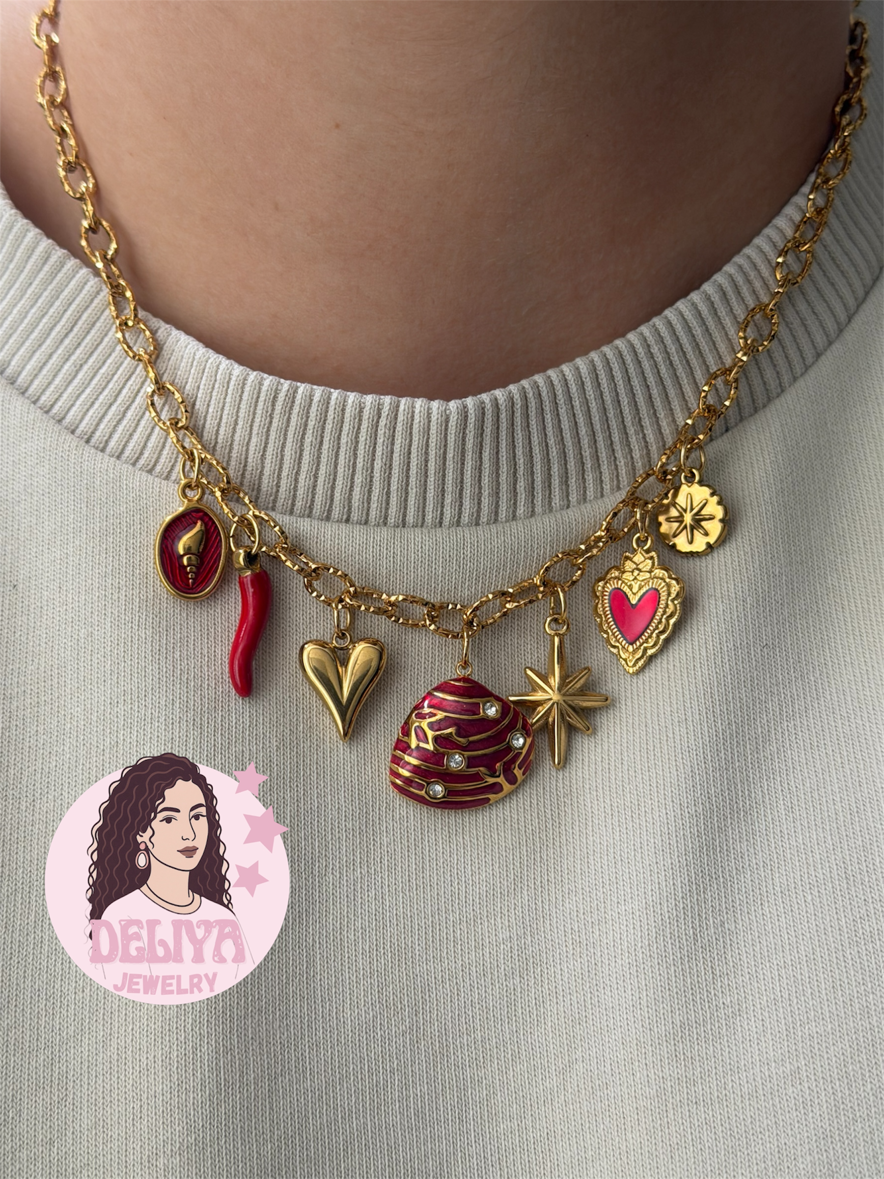 Charm Necklace - Red SEA