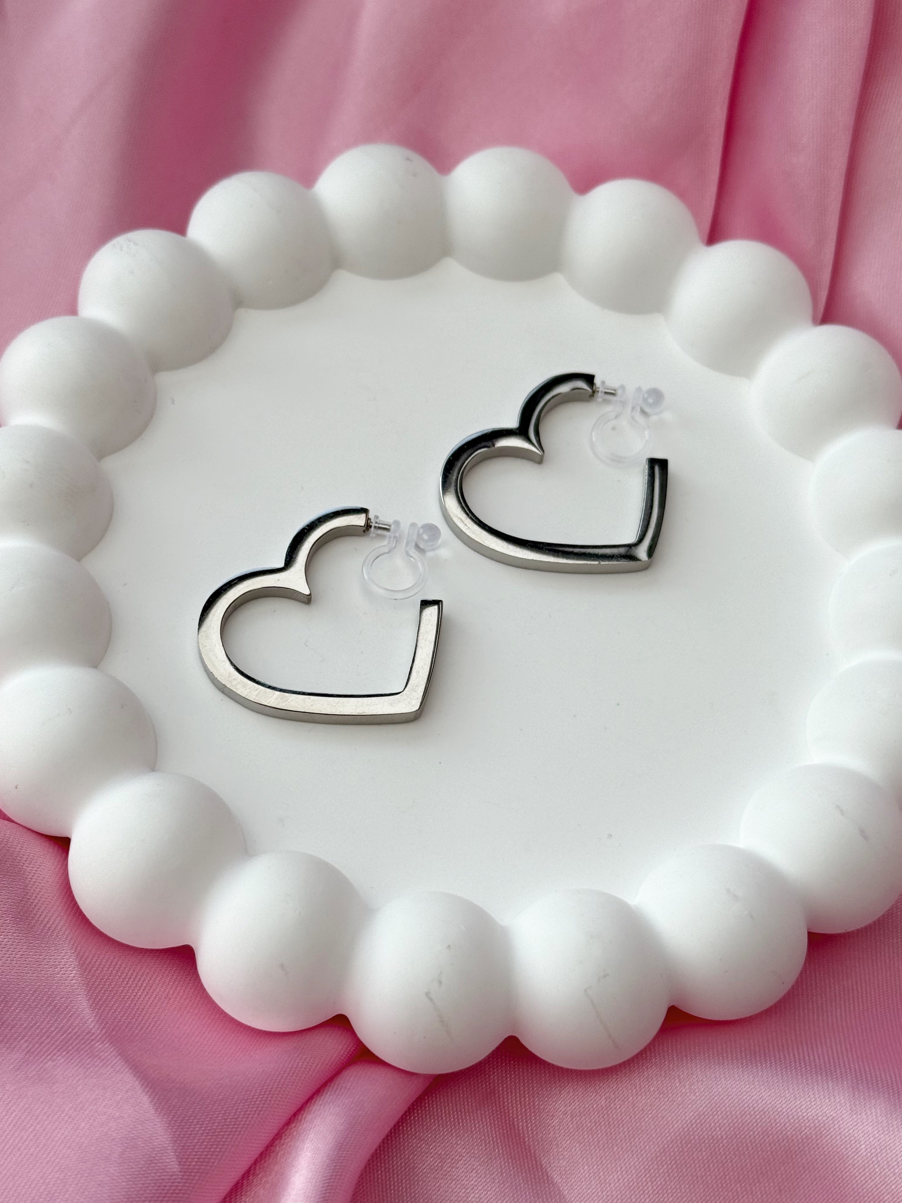 Clip on Earrings- Love Addicted- Silver