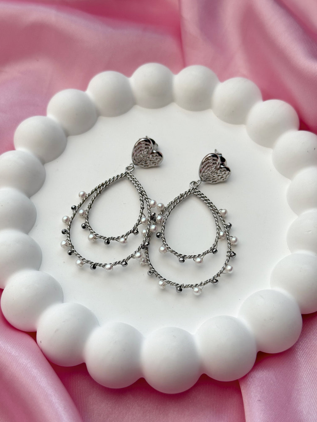 Earrings - Drop Pearls - Silver