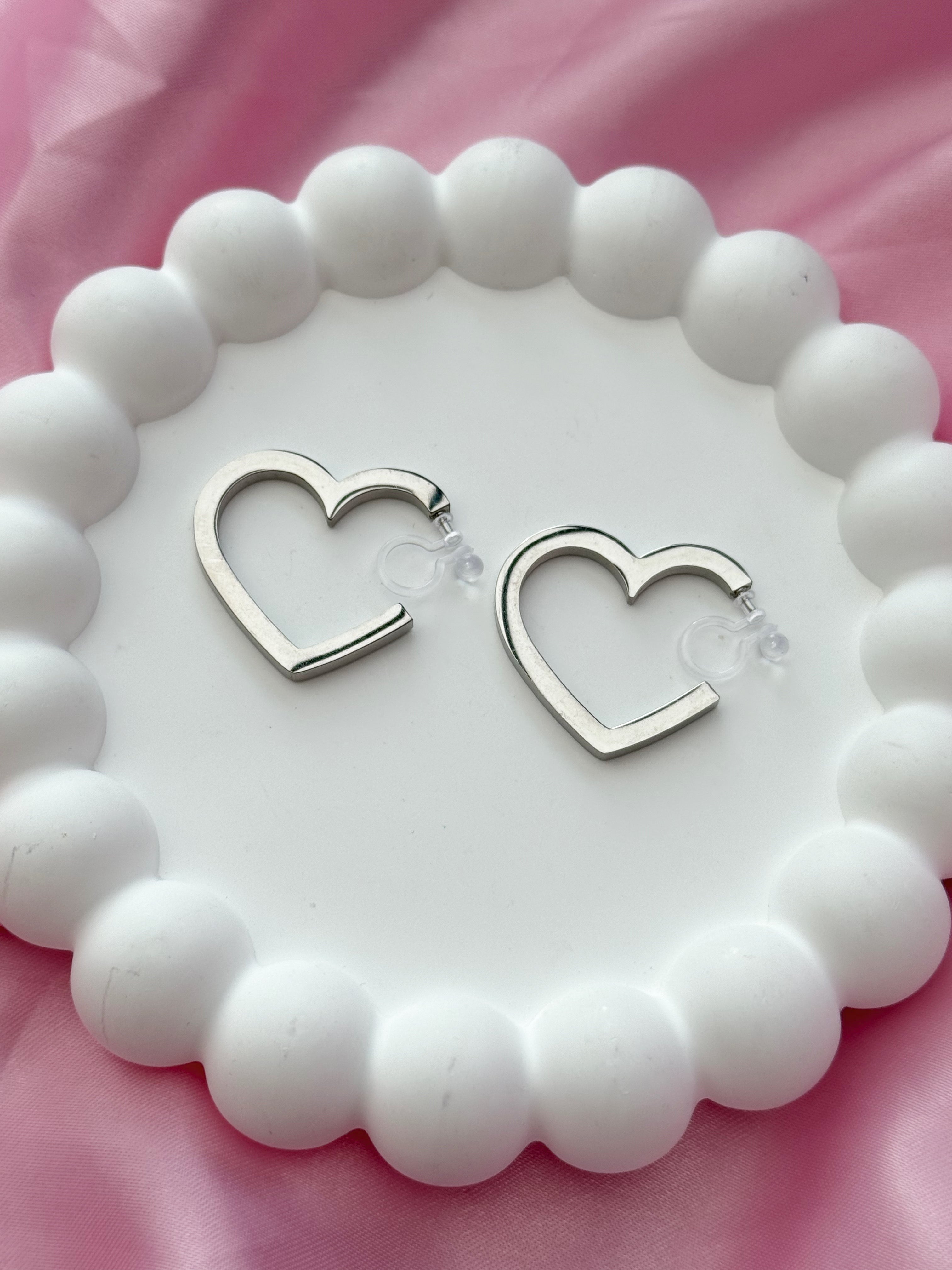 Clip on Earrings- Love Addicted- Silver