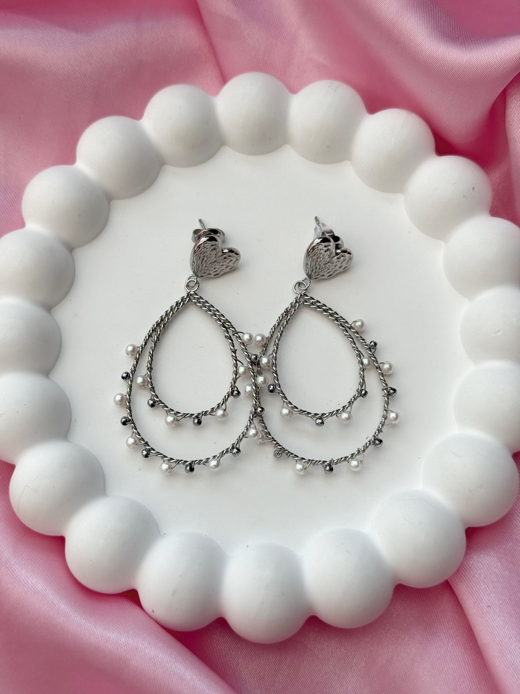 Earrings - Drop Pearls - Silver
