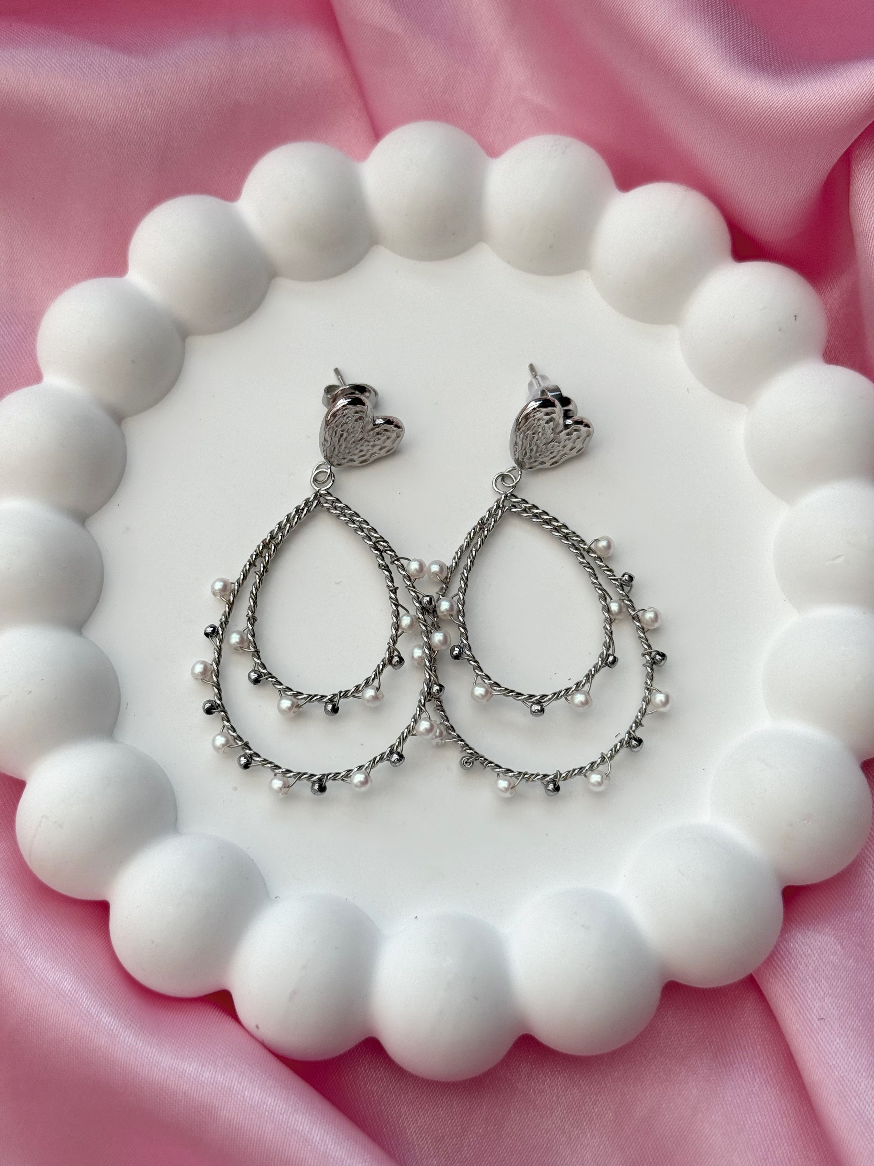 Earrings - Drop Pearls - Silver