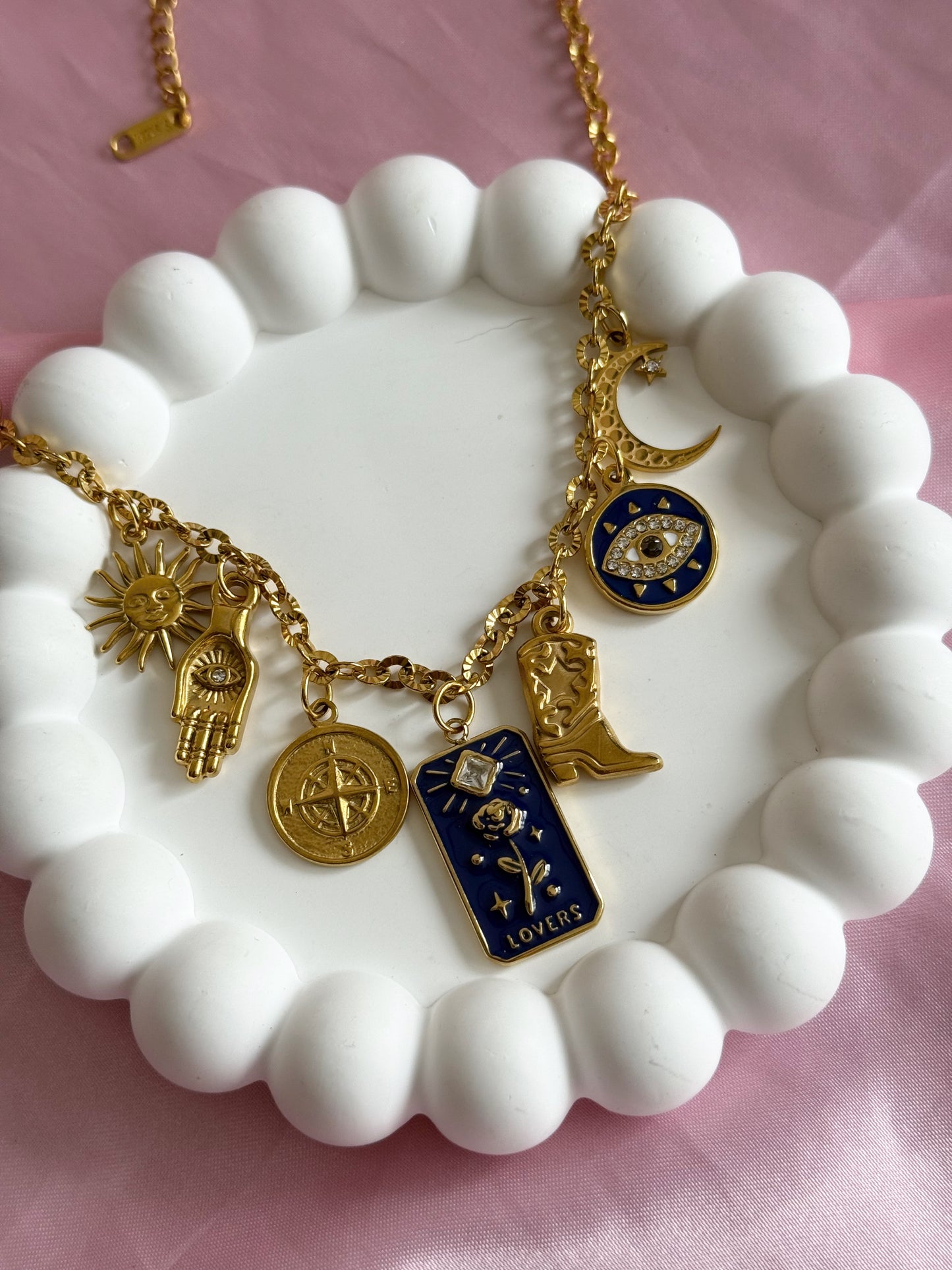 Charm Necklace - Blue Rose