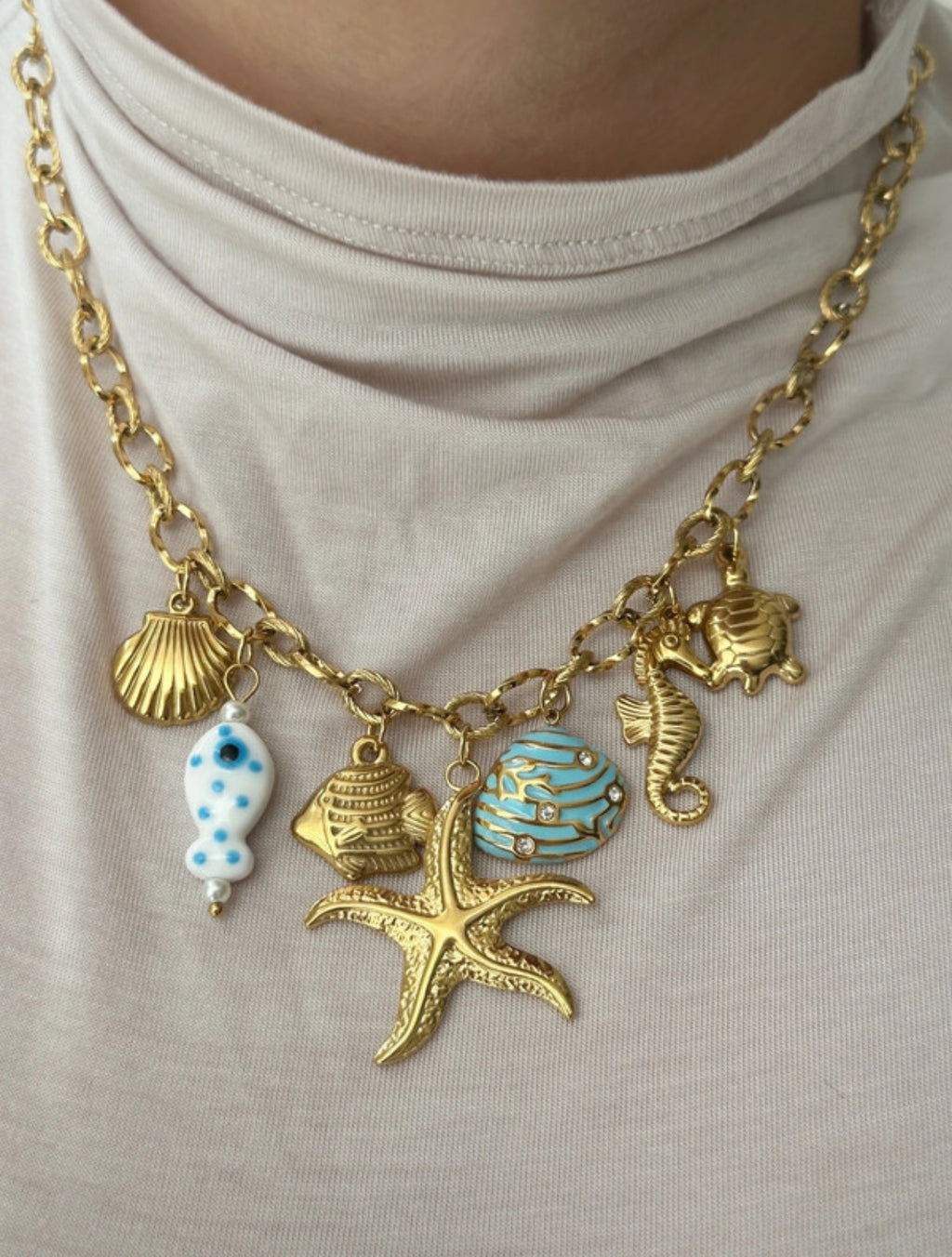 Charm Necklace - Blue Sea Shell