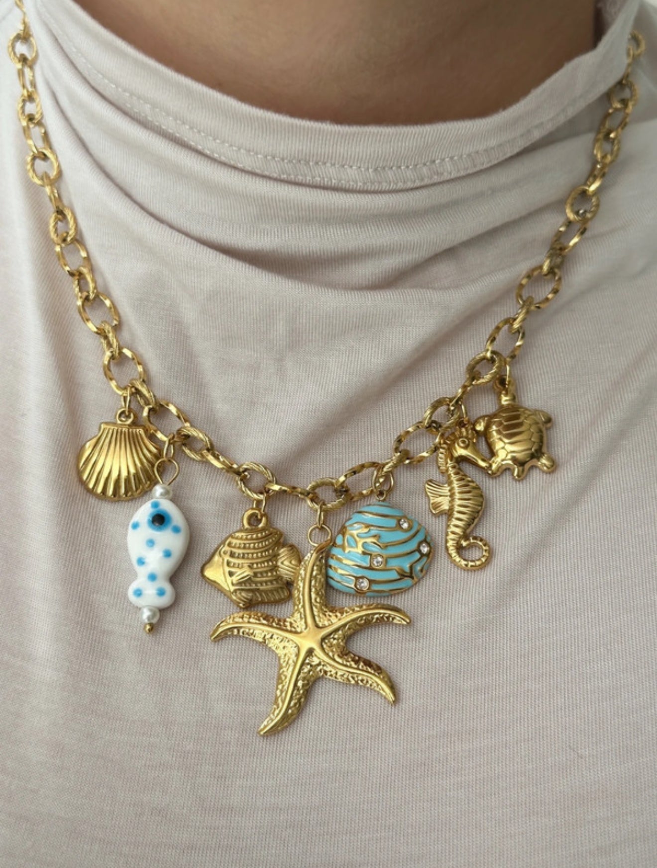 Charm Necklace - Blue Sea Shell
