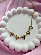 Necklace - 5 hearts - gold