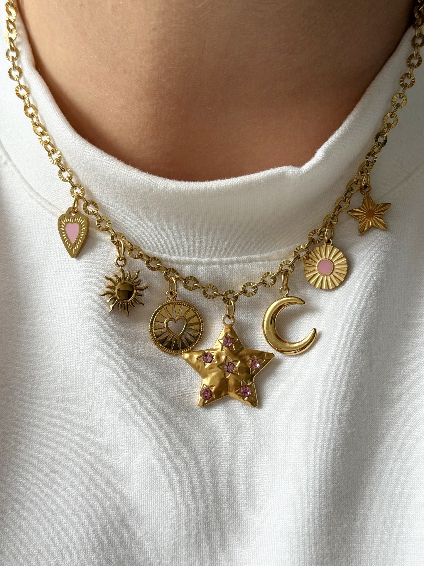 Charm Necklace - Star Pink Piece
