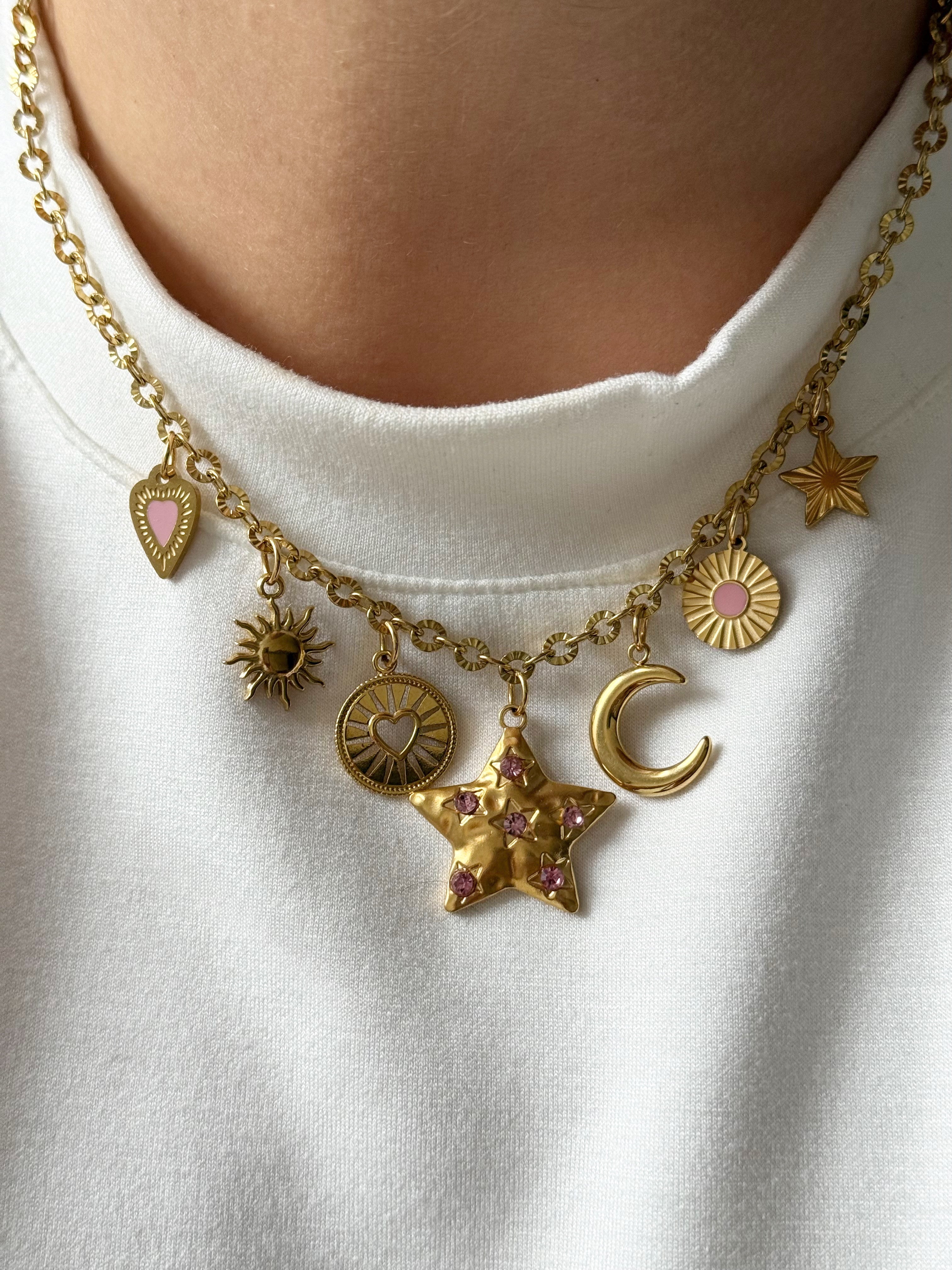 Charm Necklace - Star Pink Piece
