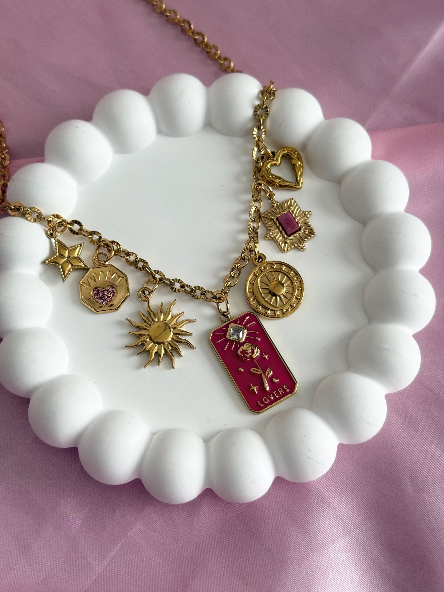 Charm Necklace - Flower Rosettes
