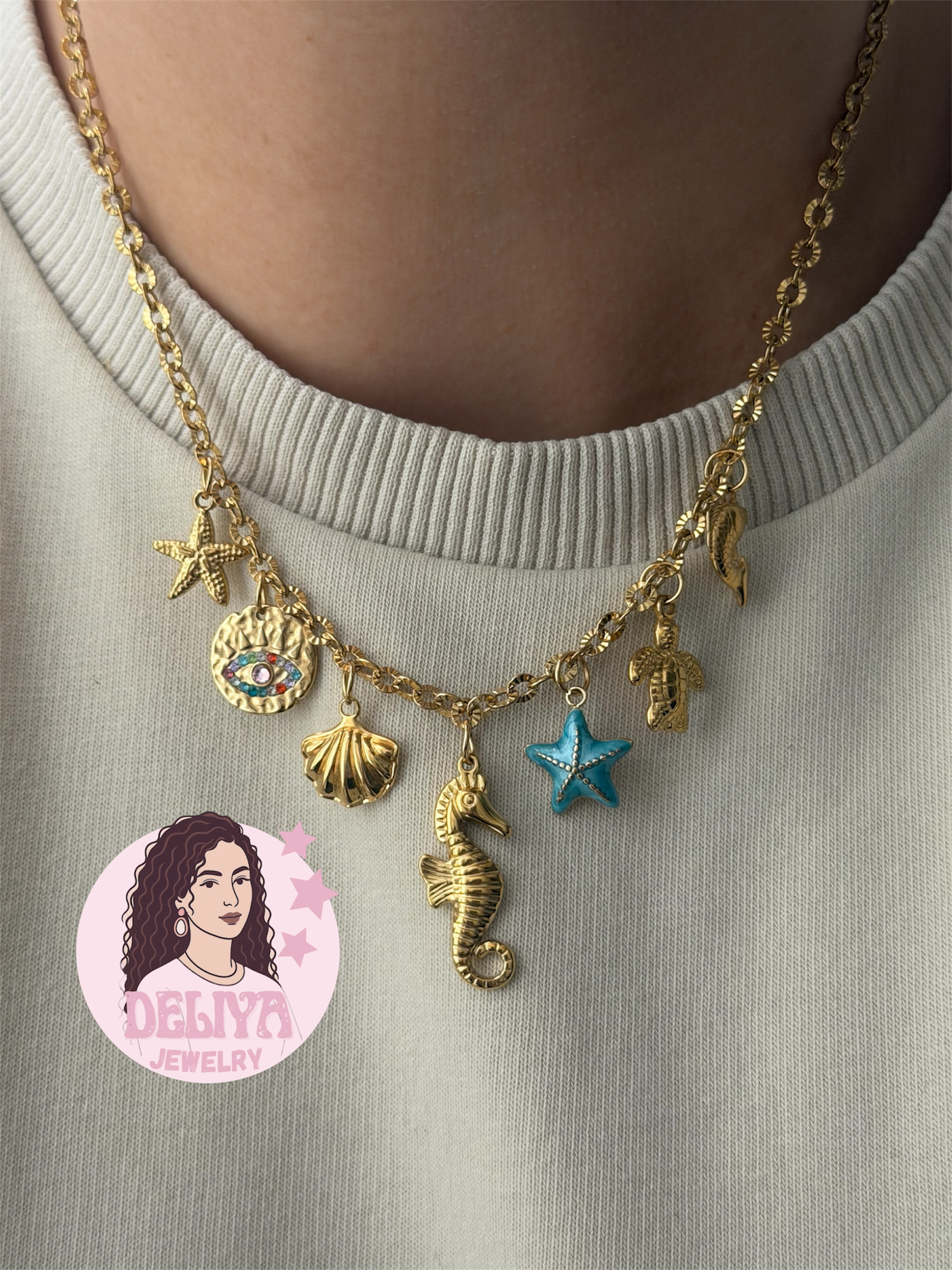 Charm Necklace - Blue Seahorse