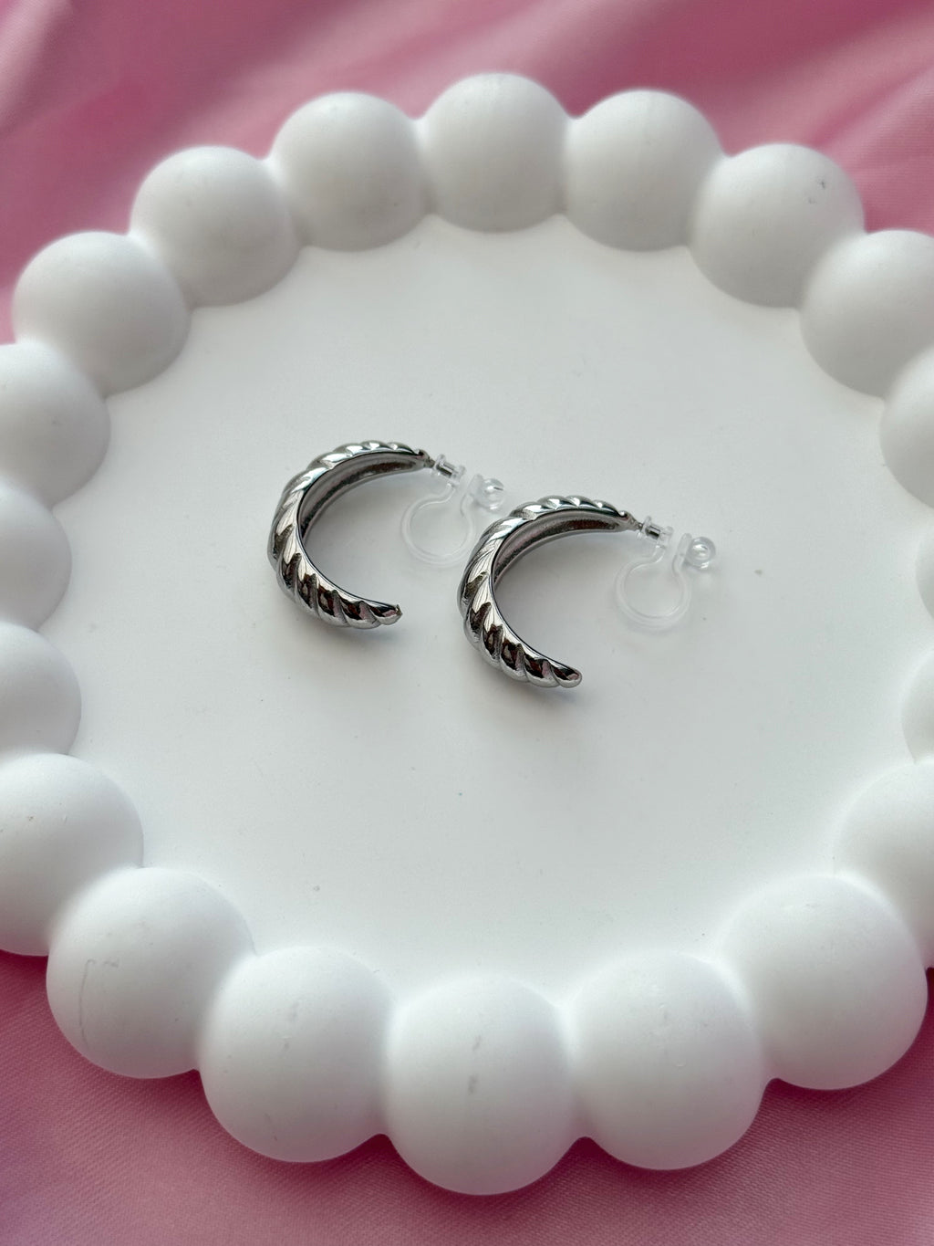 Clip on Earrings - Croissant Si Vouis Plait - Silver