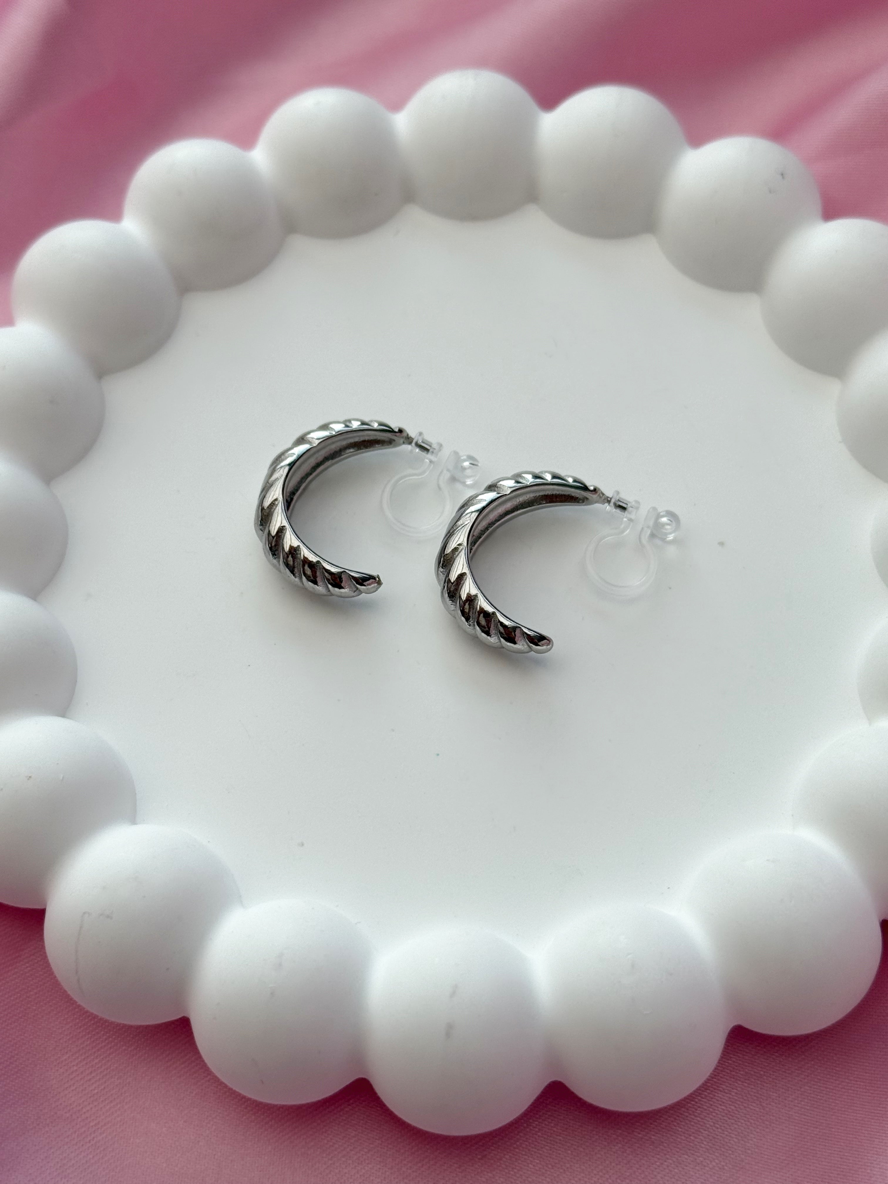 Clip on Earrings - Croissant Si Vouis Plait - Silver