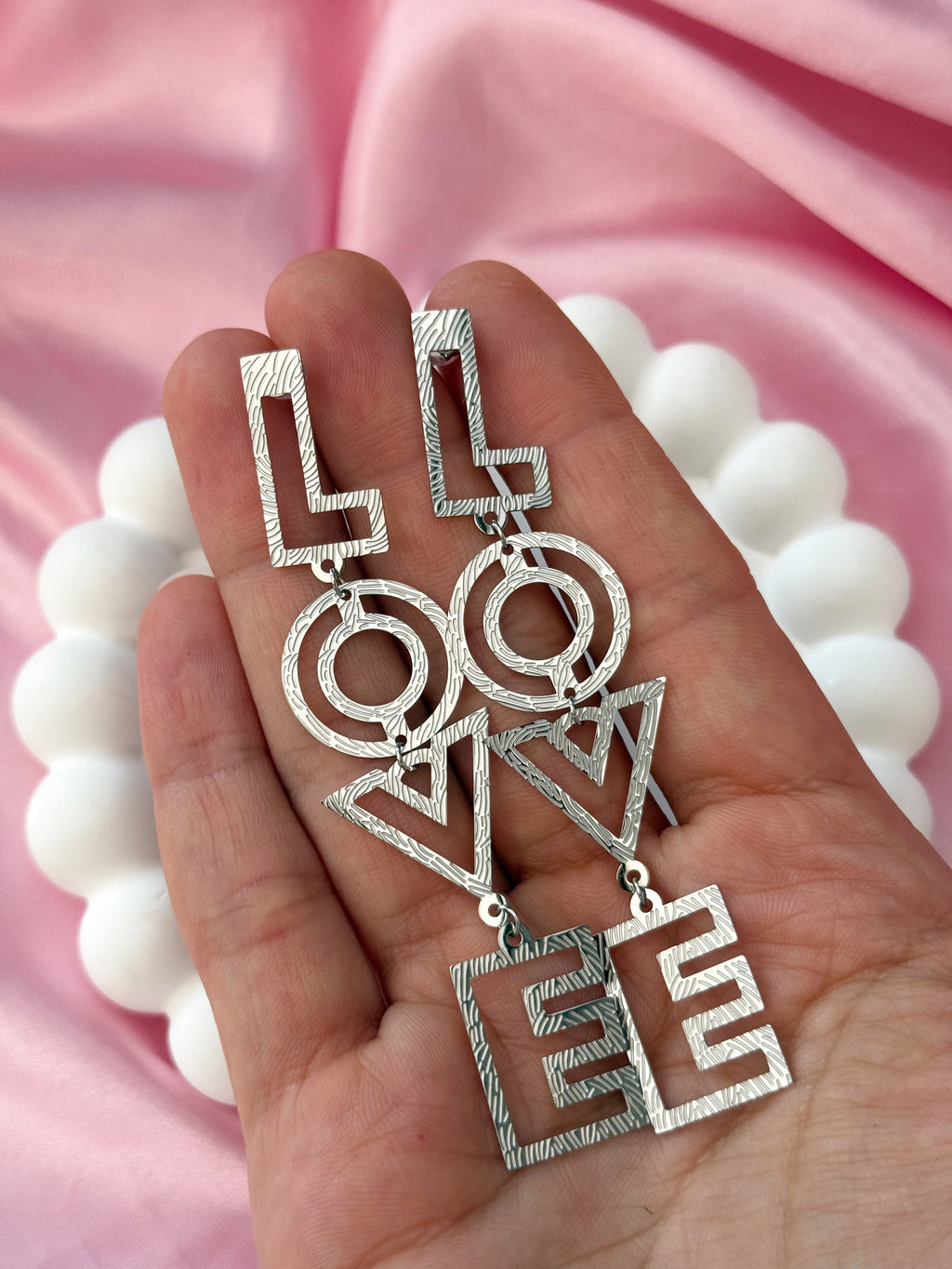 Earrings - Long Love - Silver