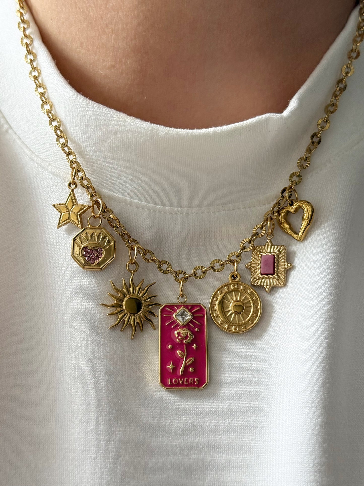 Charm Necklace - Flower Rosettes