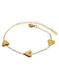 Bracelet - 3 hearts - gold