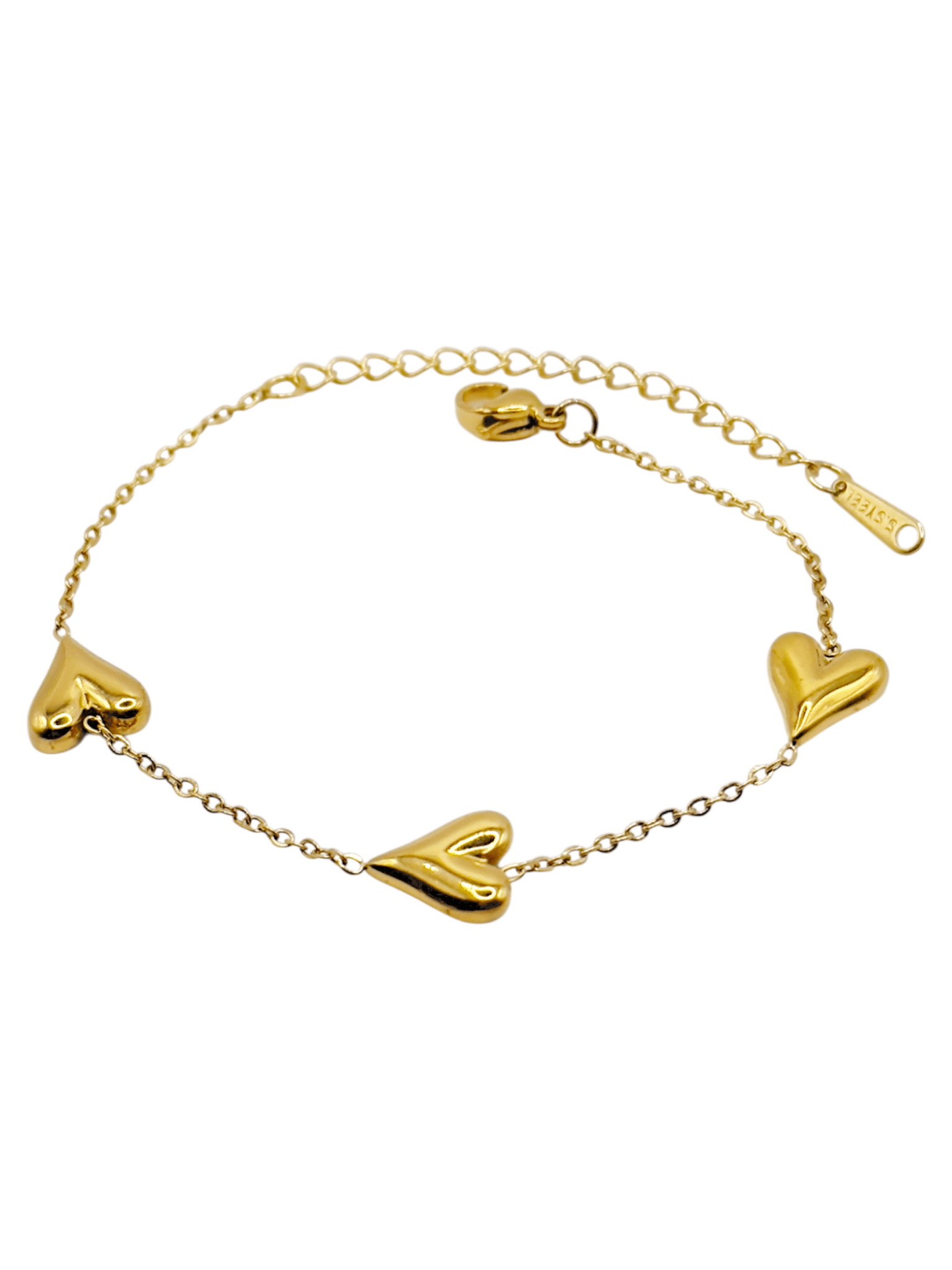 Bracelet - 3 hearts - gold