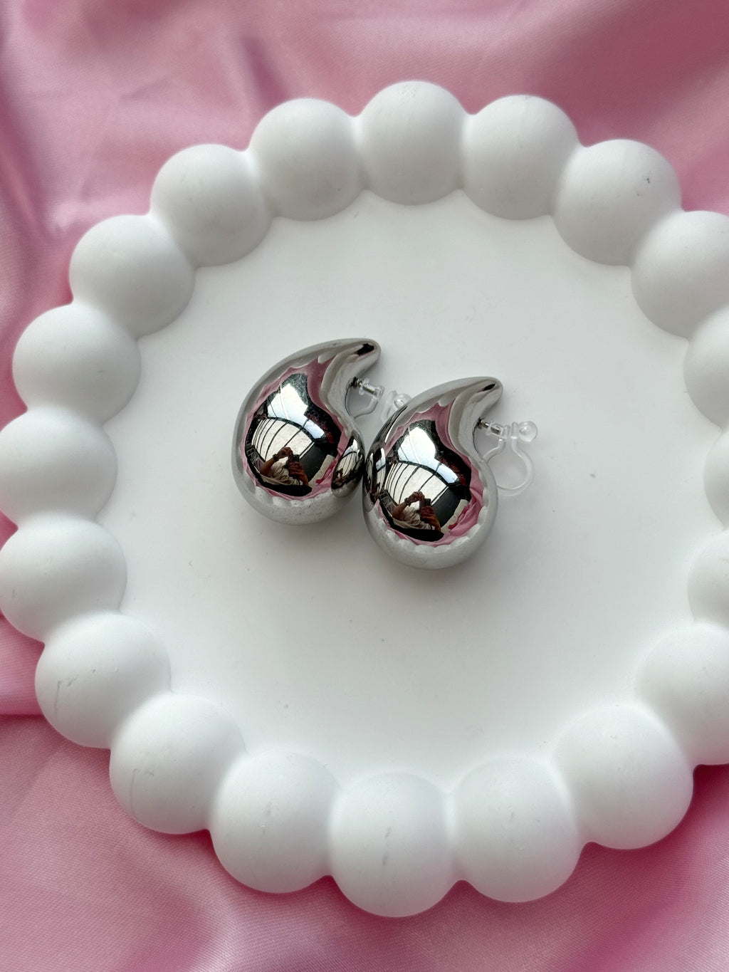 Clip on Earrings - Teardrop - Silver