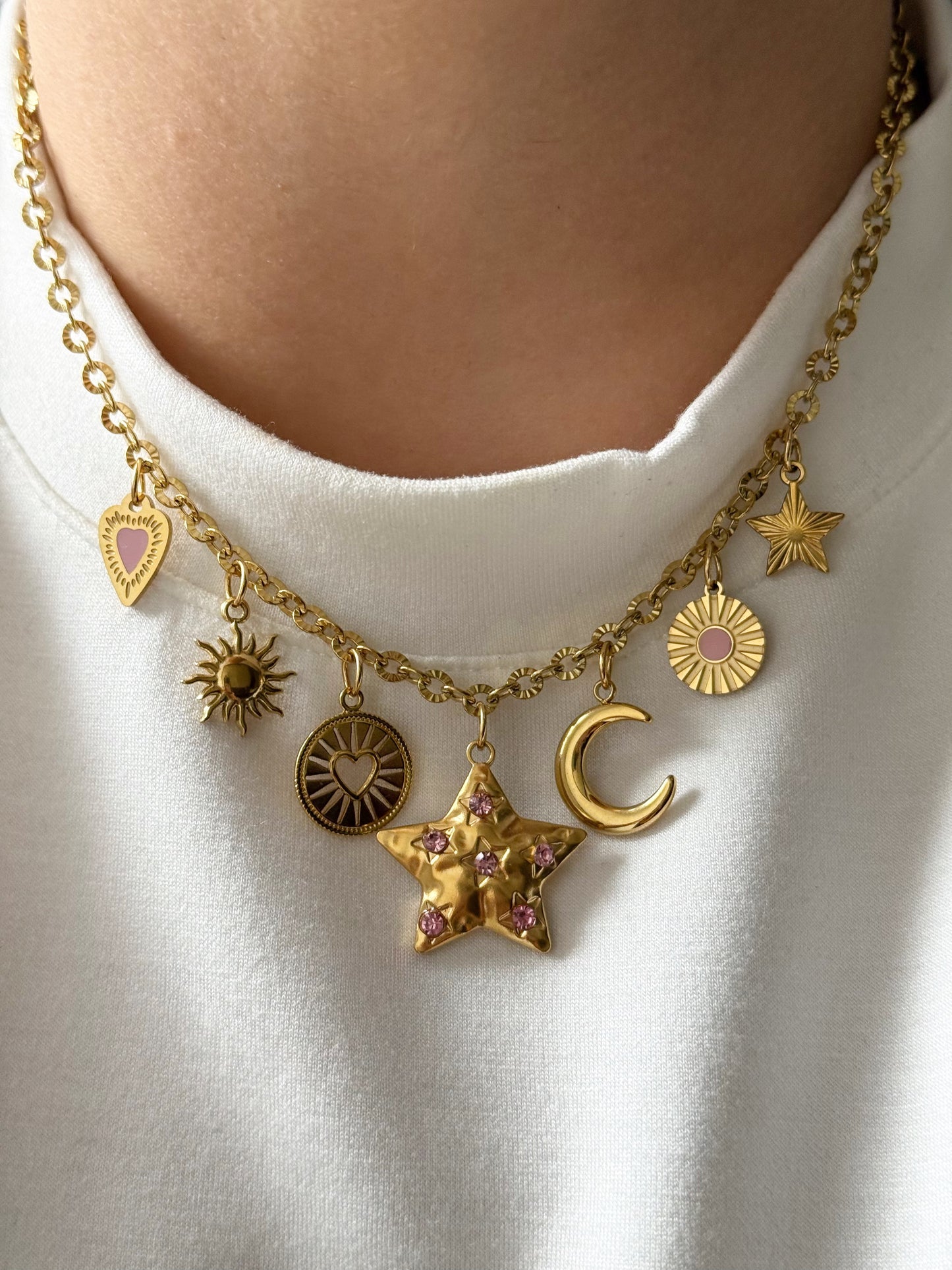 Charm Necklace - Star Pink Piece