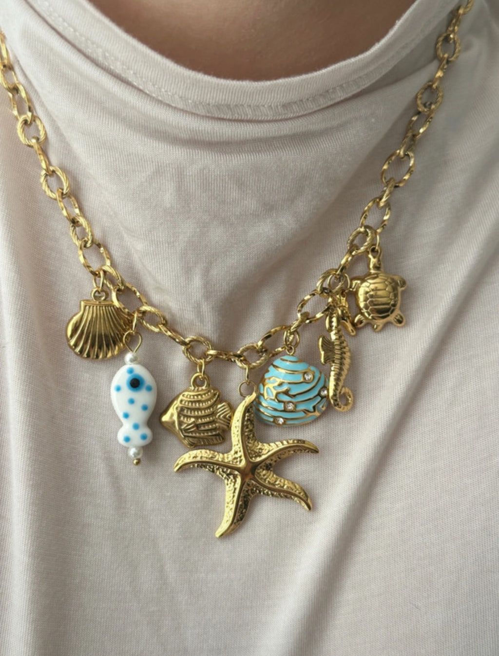 Charm Necklace - Blue Sea Shell