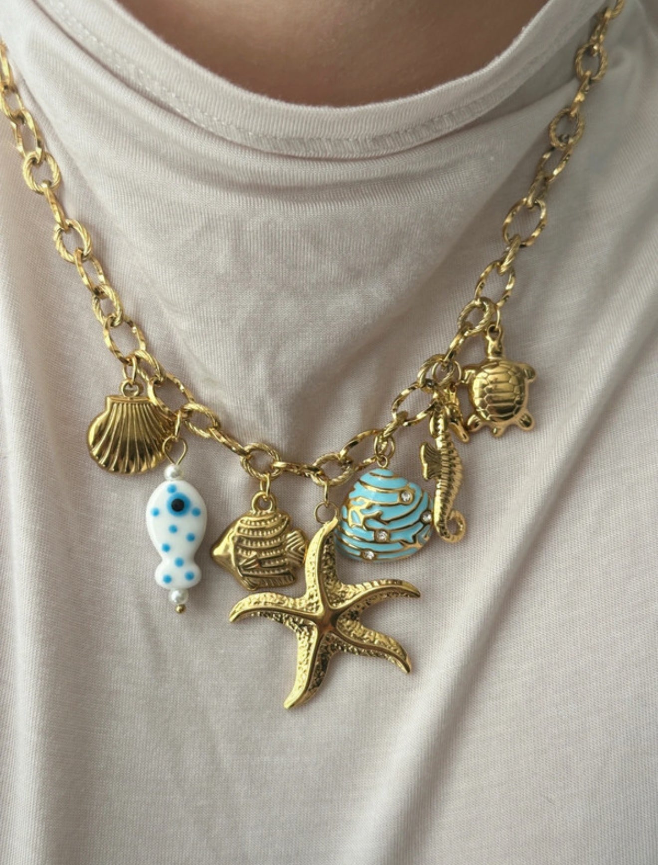 Charm Necklace - Blue Sea Shell