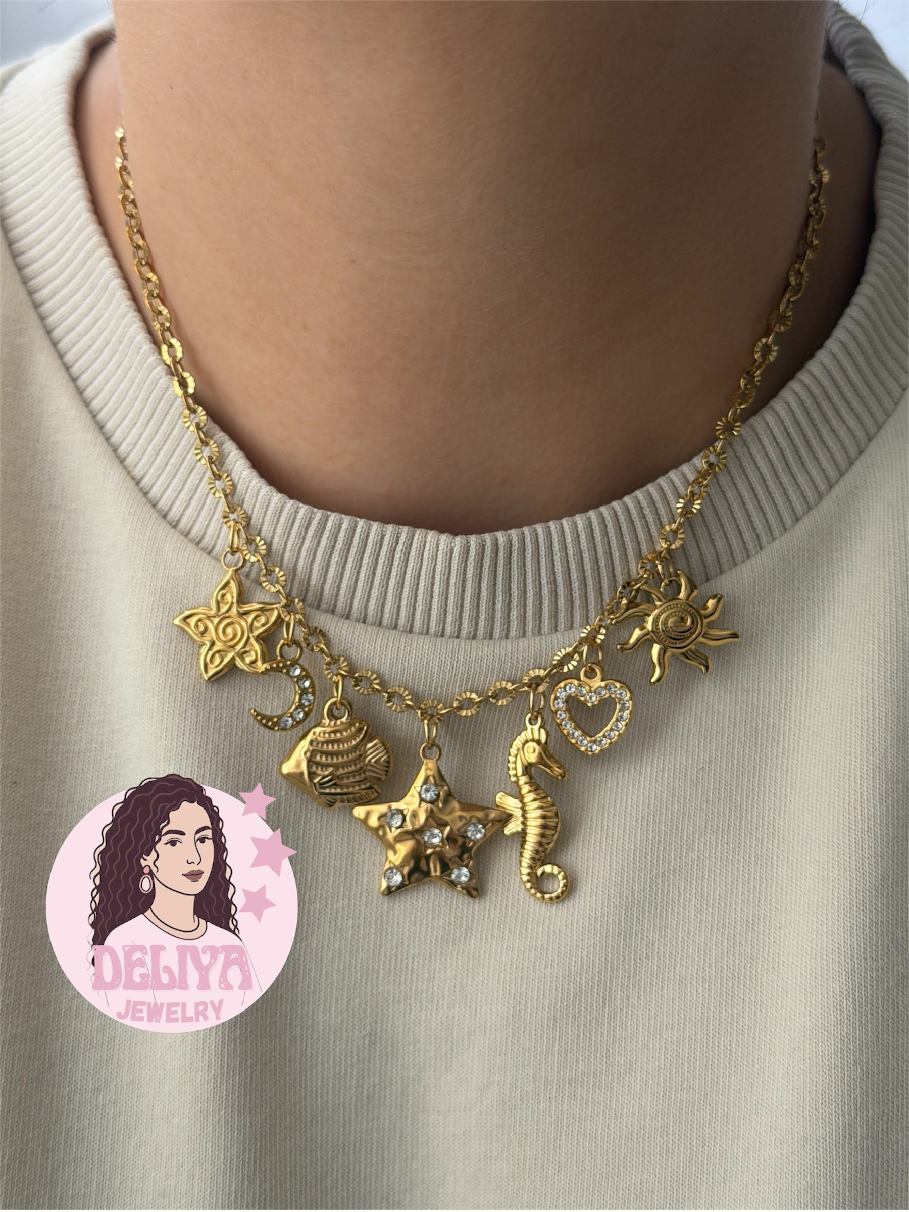 Charm Necklace - Star Seahorse