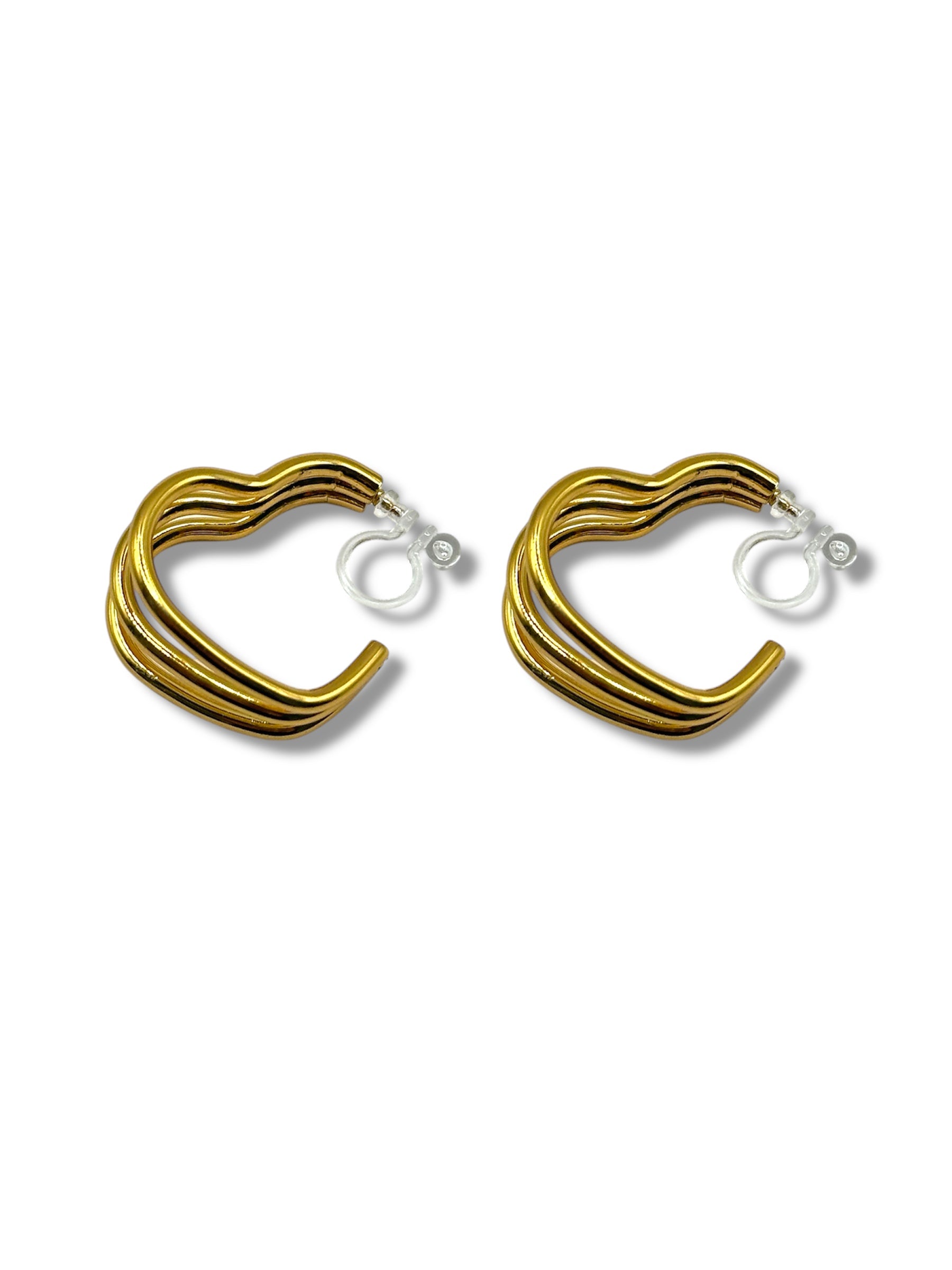 Clip on Earrings - Heart Shape - Gold
