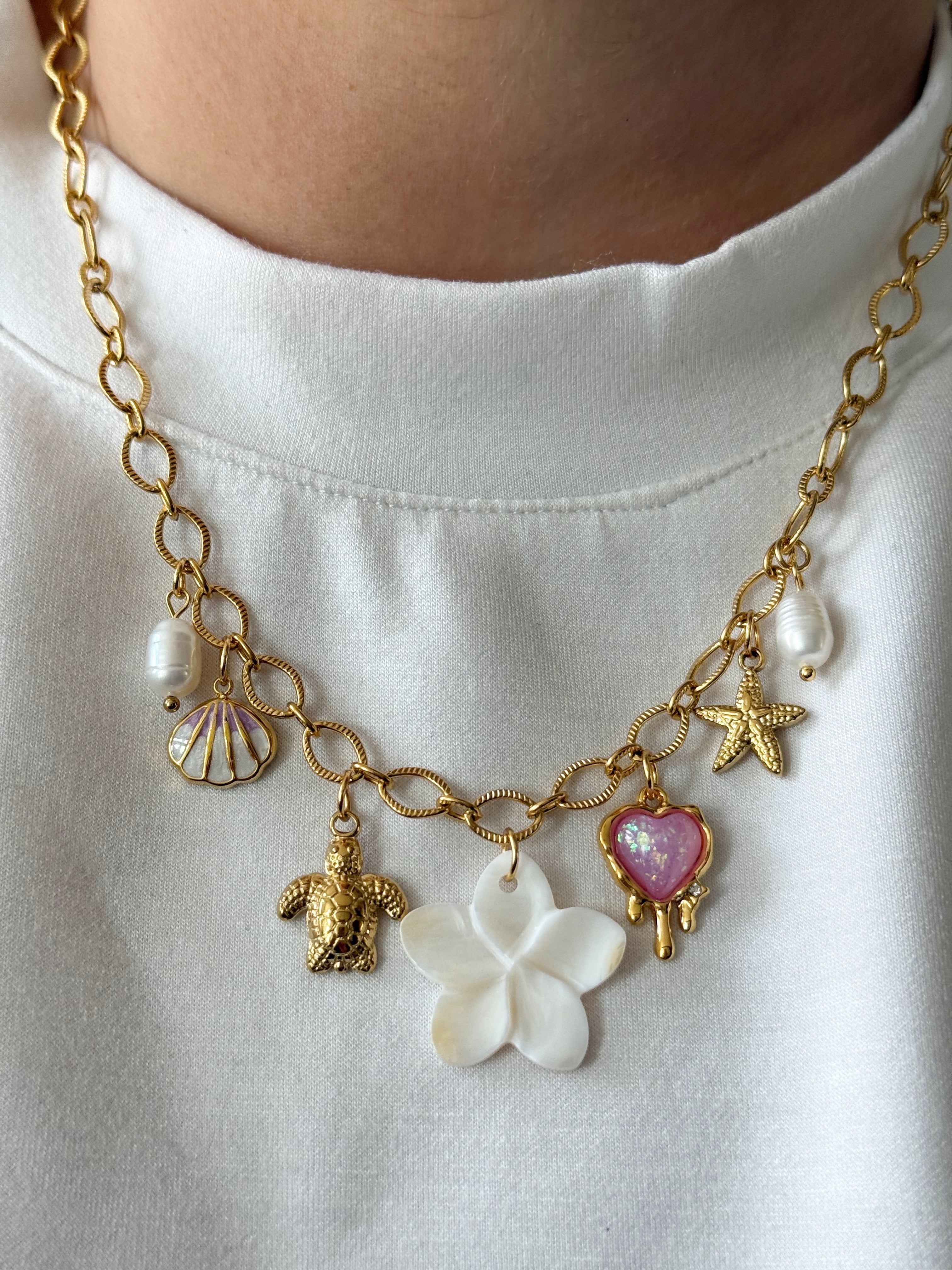 Charm Necklace - Flower Pink