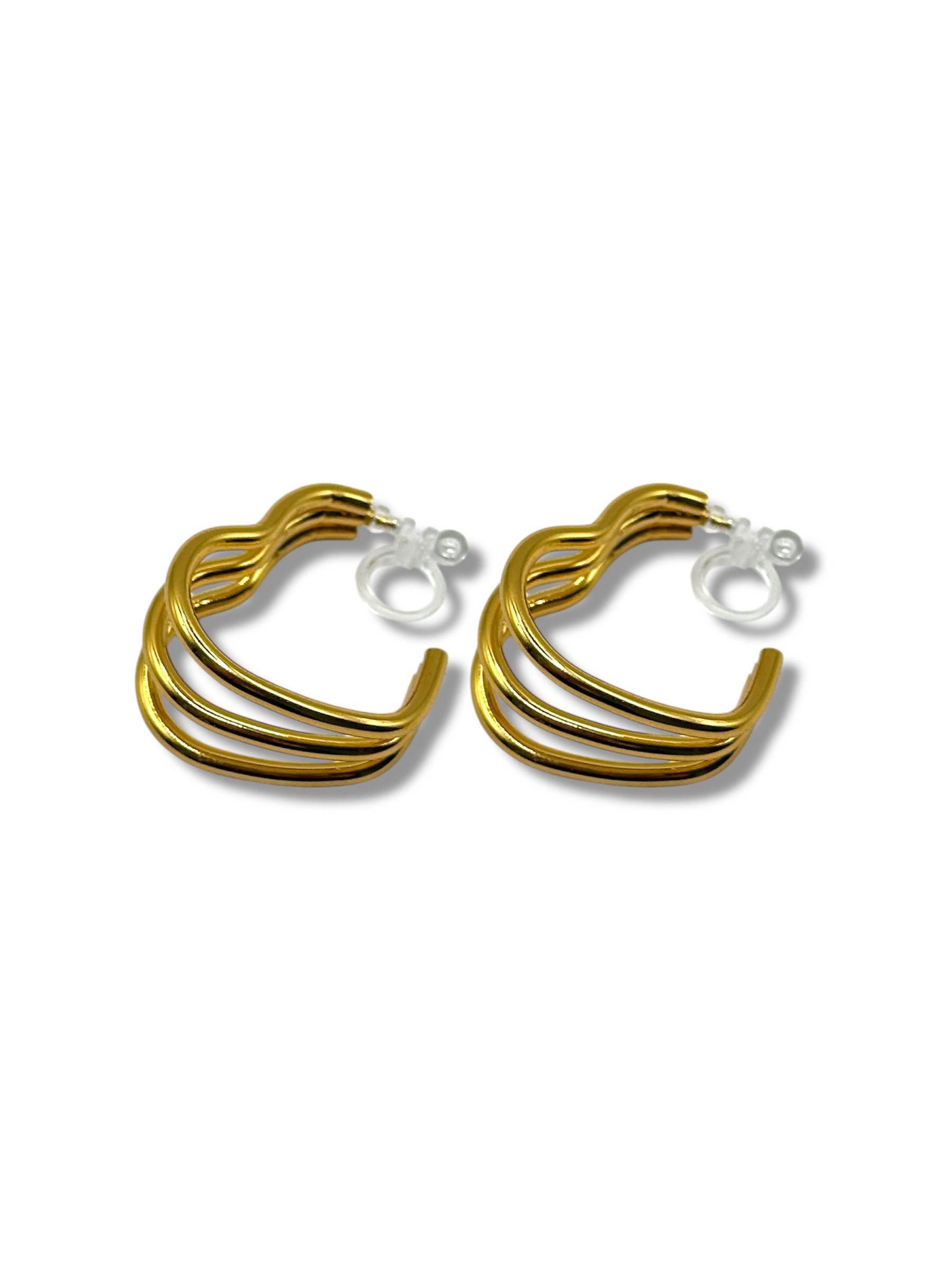Clip on Earrings - Heart Shape - Gold