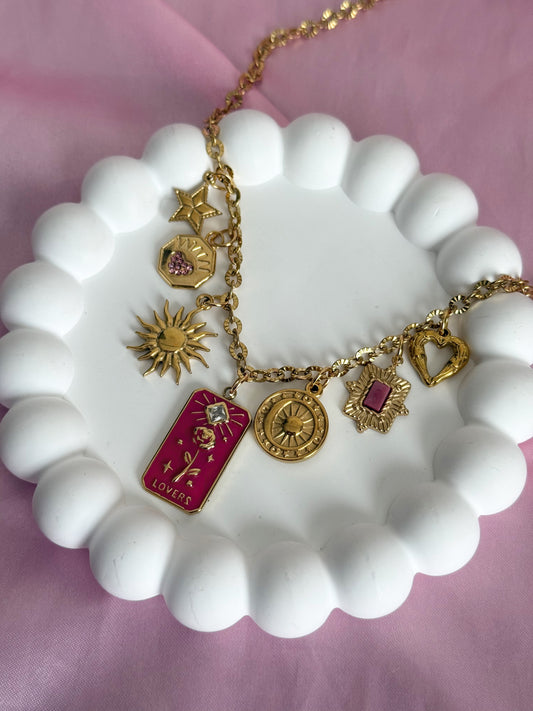 Charm Necklace - Flower Rosettes