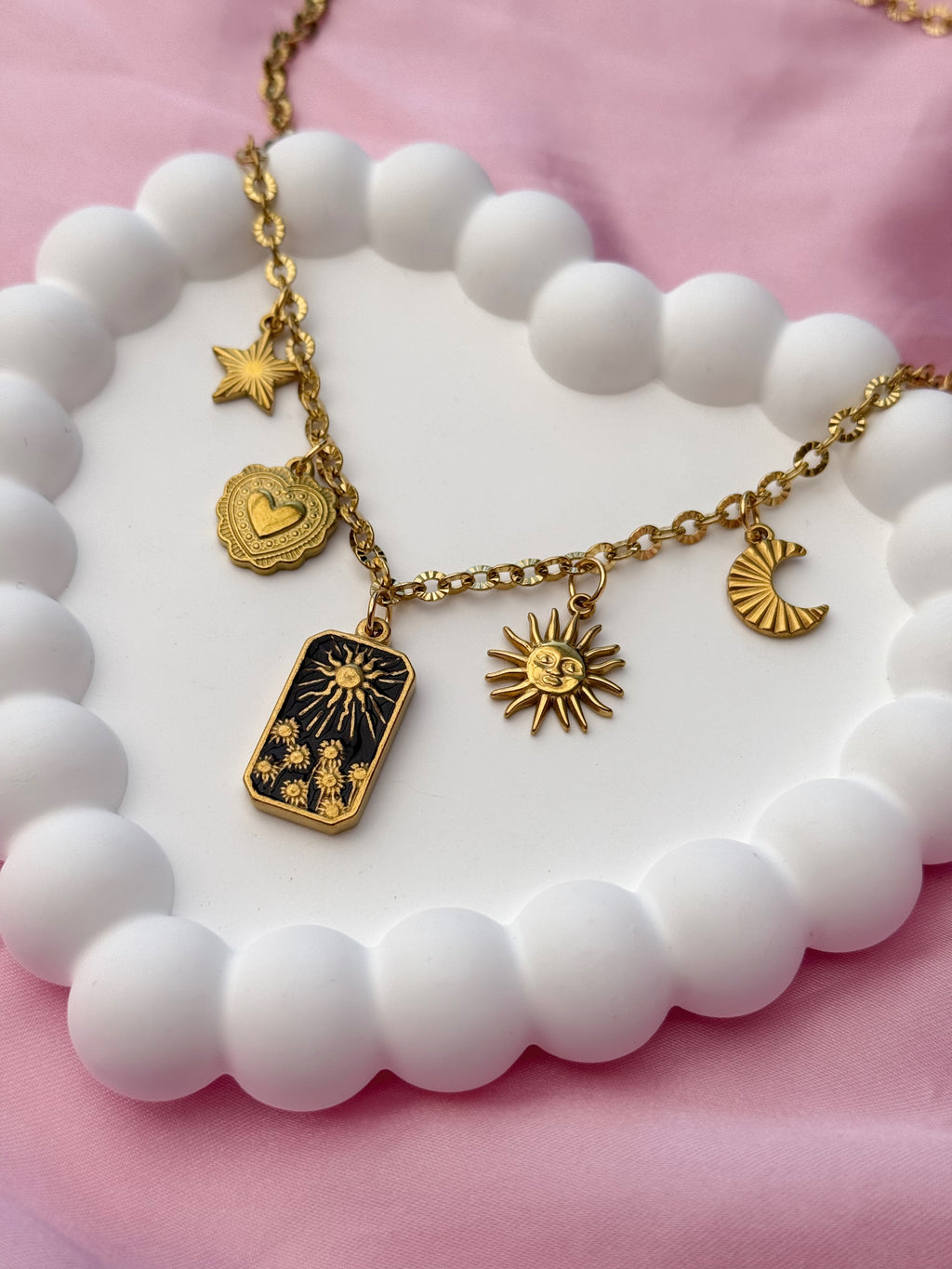 Charm Necklace - Sunflower - Gold